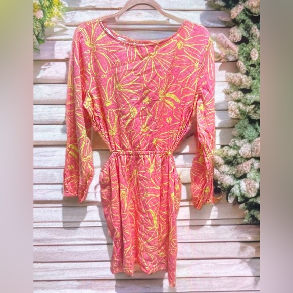 Universal Thread Dress Pink Floral Balloon Long Sleeve Mini ALine - Picture 2 of 5